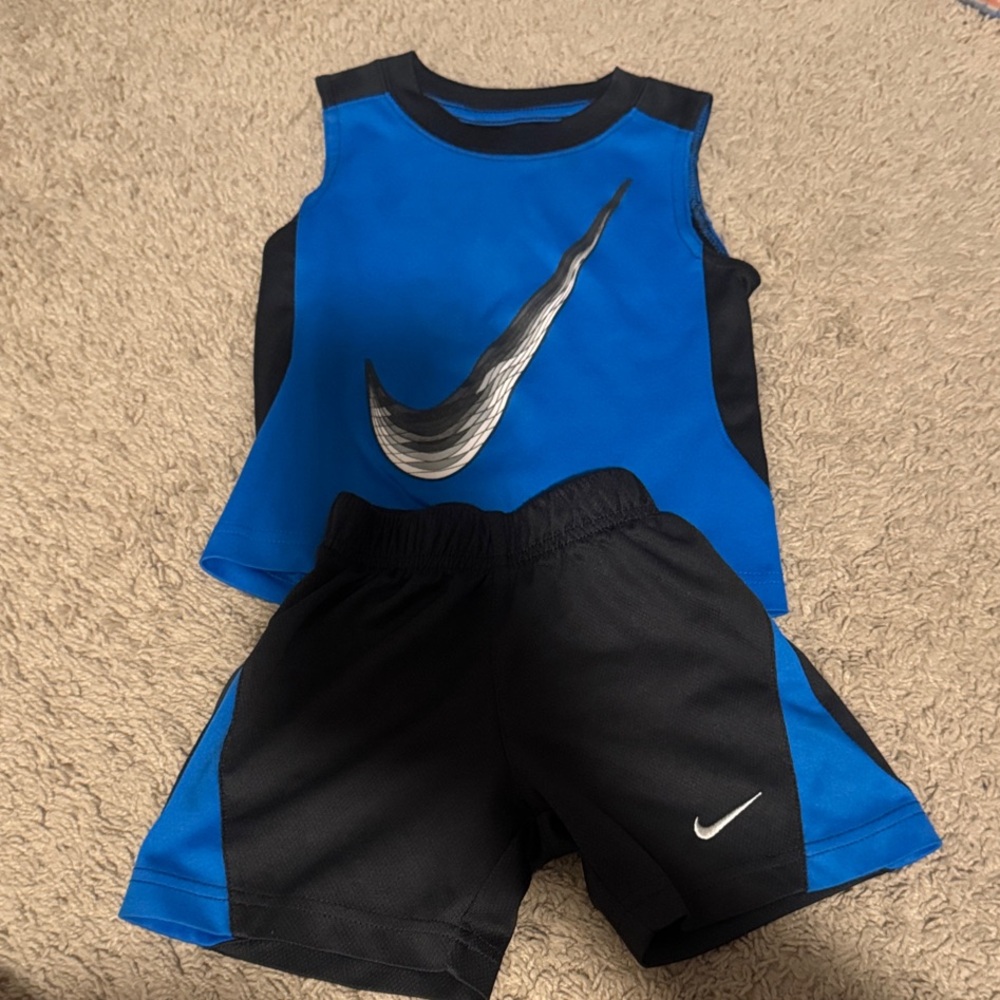 Nike Black and Blue Sleeveless Set